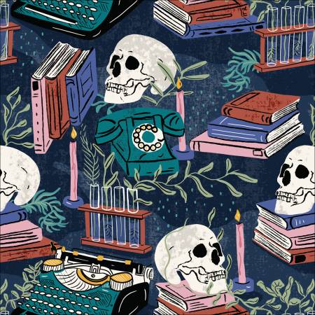 Black Edgar's Writing Room Organic Cotton -- Mystery at Moonstone Manor Organic Cotton by Tara Reed Collection --- Cloud 9