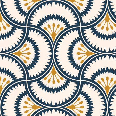 Navy/Gold Sweet William Scallops Laminate --- Cloud 9
