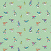 Antique Birds in Light Green --- Nice Nice by Emily Taylor Collection  -- Cloud 9 Organic Fabrics