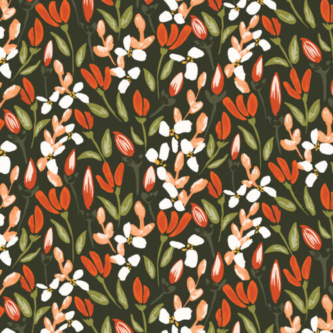 Sparkling Midnight Blooms | Dark Green -- Crimson & Evergreen By Kay's Illustrations-- Cloud 9