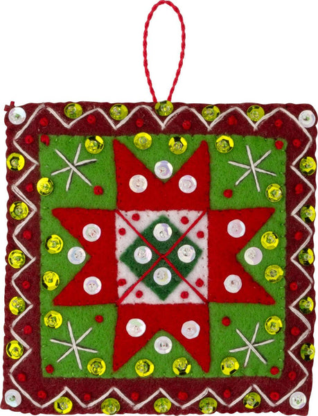 Bucilla Holiday Quilt Squares Felt Ornament Kit Set of 6