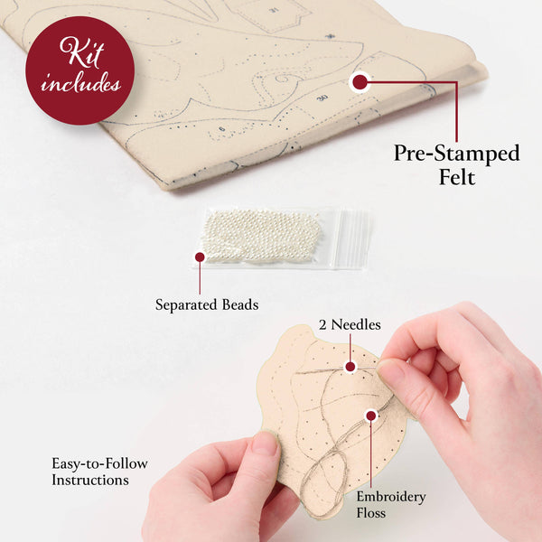 Bucilla Pearl Snowflakes Felt Ornaments set of 6
