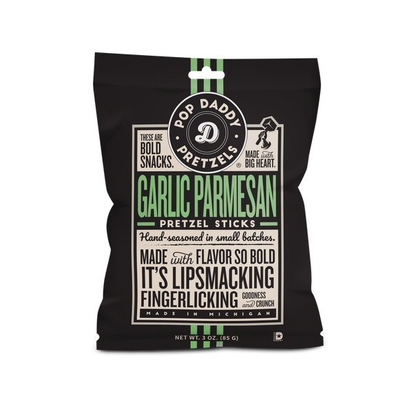 Pop Daddy – Garlic Parmesan Seasoned Pretzels 3.0oz