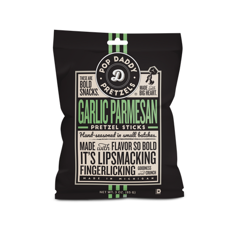 Pop Daddy – Garlic Parmesan Seasoned Pretzels 3.0oz