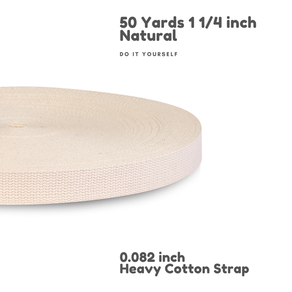 1.25 Inch Natural- Heavy Cotton Webbing Strap DIY