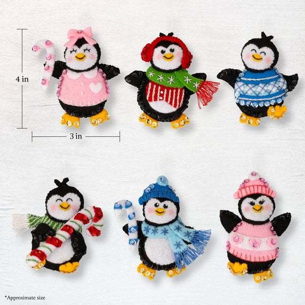 Bucilla Winterland Penguins Felt Ornament Kit Set of 6