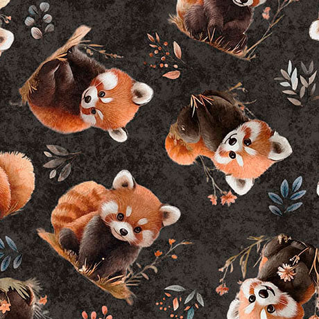 PANDA TOSS in Charcoal -- PANDALAND -- QT Fabrics