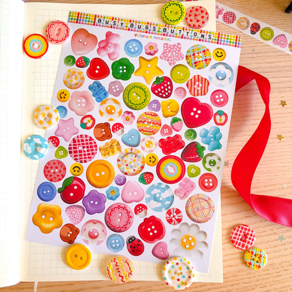 Busy Bug's Buttons Sticker Sheet