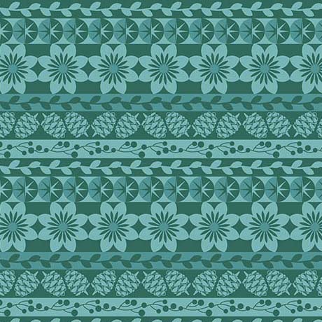 PATTERNED STRIPE in TEAL -- 12 DAYS OF CHRISTMAS by Julie Lynch -- QT Fabrics