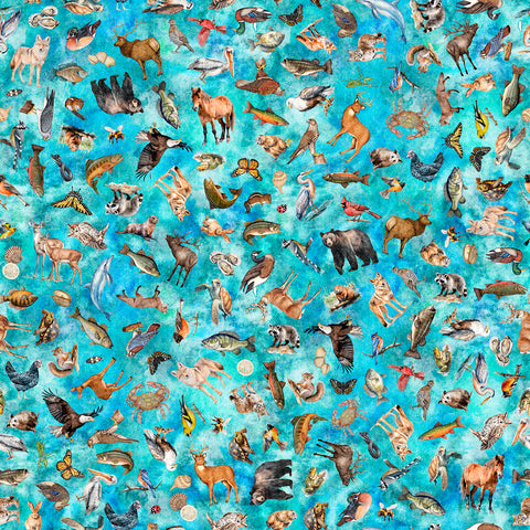 WILDLIFE-blue MID ATLANTIC SHOP HOP 2026 -- All Mid-Atlantic Shop Hop Exclusive Fabric -- QT Fabrics (PREORDER) (Copy)