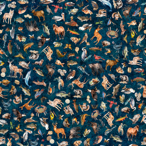 WILDLIFE-navy MID ATLANTIC SHOP HOP 2026 -- All Mid-Atlantic Shop Hop Exclusive Fabric -- QT Fabrics (PREORDER)