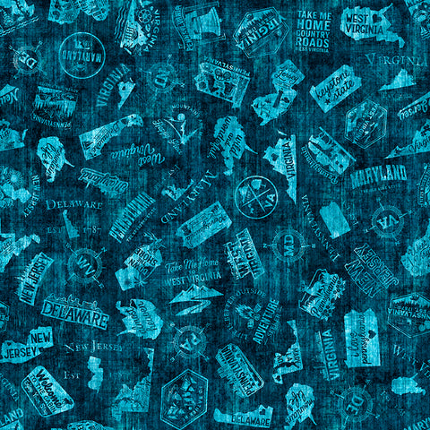 MID ATLANTIC ICONS-navy MID ATLANTIC SHOP HOP 2026 -- All Mid-Atlantic Shop Hop Exclusive Fabric -- QT Fabrics (PREORDER)