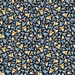 Shark Teeth in Mediterranean -- INTO THE DEEP -- QT Fabrics