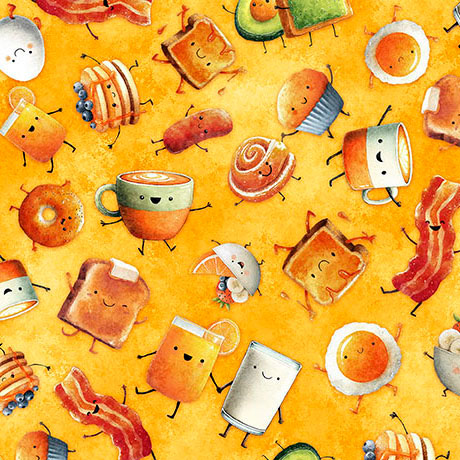 The Breakfast Club in Orange - QT FOODIES -- QT Fabrics