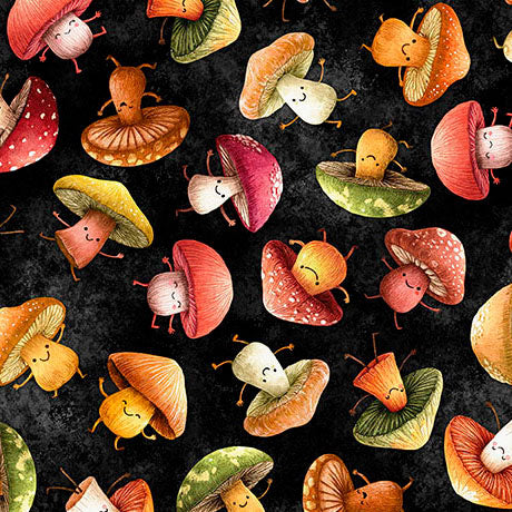 Mushrooms in Charcoal - QT FOODIES -- QT Fabrics