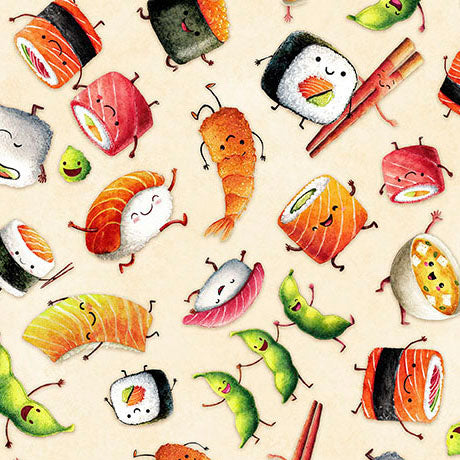 Sushi in Tan - QT FOODIES -- QT Fabrics