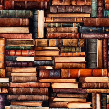 Stacked Books -- Book Club -- QT Fabrics