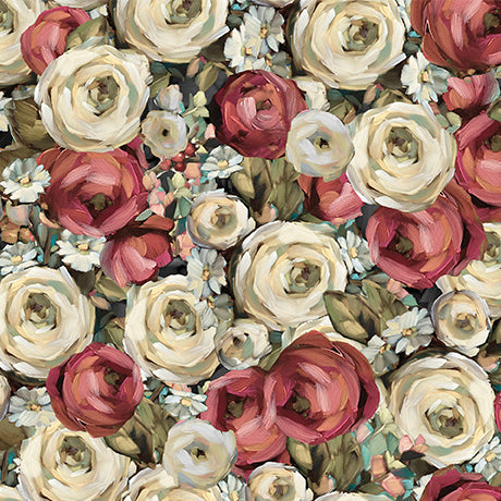 Ranunculus & Daisies -- DAISIES AND THE CHICKADEE -- QT Fabrics