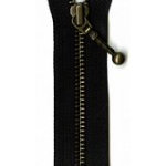 Antique Brass 24" Separating Zipper --  Black