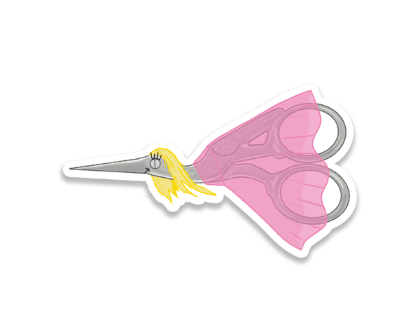 Miss Stork Embroidery Scissors Clear Sticker, 4 x 2.3 in