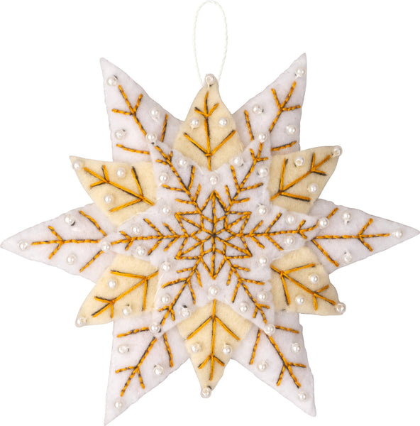 Bucilla Pearl Snowflakes Felt Ornaments set of 6