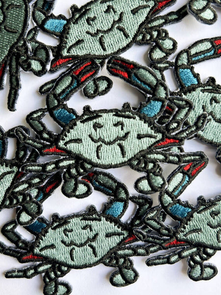 Blue Crab Iron On Sew On Embroidered Patch
