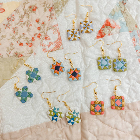 Assorted Pack: Quilt Block Dangle Earrings