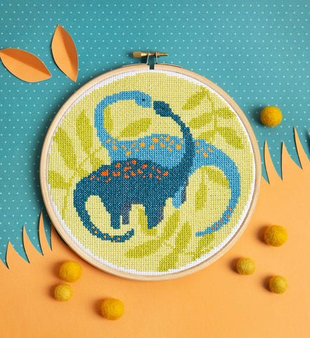 Diplodocus Cross Stitch Kit | Beginner Craft Kit