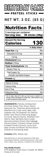 Birthday Cake Seasoned Pretzels (Limited Edition) 3.0 oz