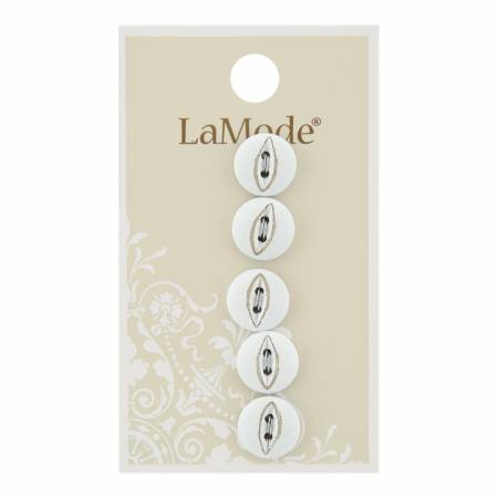 LaMode White Distressed Fisheye 7/16in 11mmwith 5 on a card