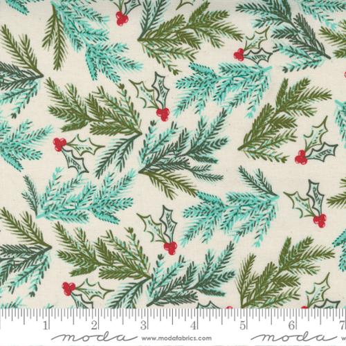 Winter Holly Greenery in Natural -- Cheer and Merriment by Fancy That Design House for Moda Fabrics