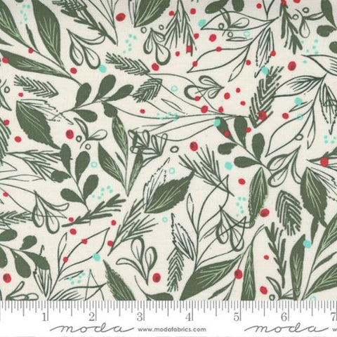 Christmas Leaf Greenery in Natural  -- Cheer and Merriment by Fancy That Design House for Moda Fabrics