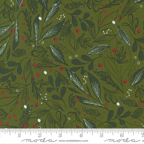 Christmas Leaf Greenery in Sage  -- Cheer and Merriment by Fancy That Design House for Moda Fabrics