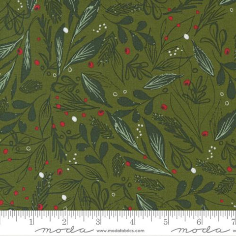 Christmas Leaf Greenery in Sage  -- Cheer and Merriment by Fancy That Design House for Moda Fabrics