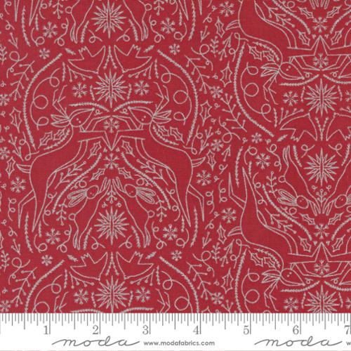 Scandi Damask Reindeer in Red -- Merrymaking by Gingiber for Moda Fabrics