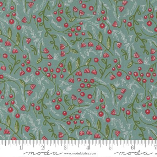 Winter Berries Floral in Vintage Blue  -- Merrymaking by Gingiber for Moda Fabrics