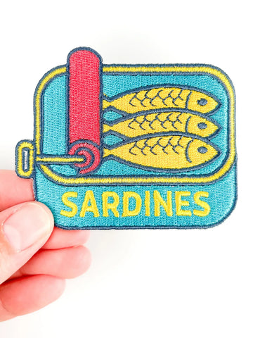 Sardines Patch – Retro Embroidered Iron-On Patch for Foodies