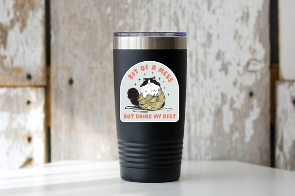 Bit of a Mess But Doing My Best Sticker - cat, kitten, shop