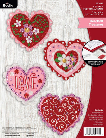 Bucilla® Seasonal Felt Ornaments Kit - Heartfelt Treasures