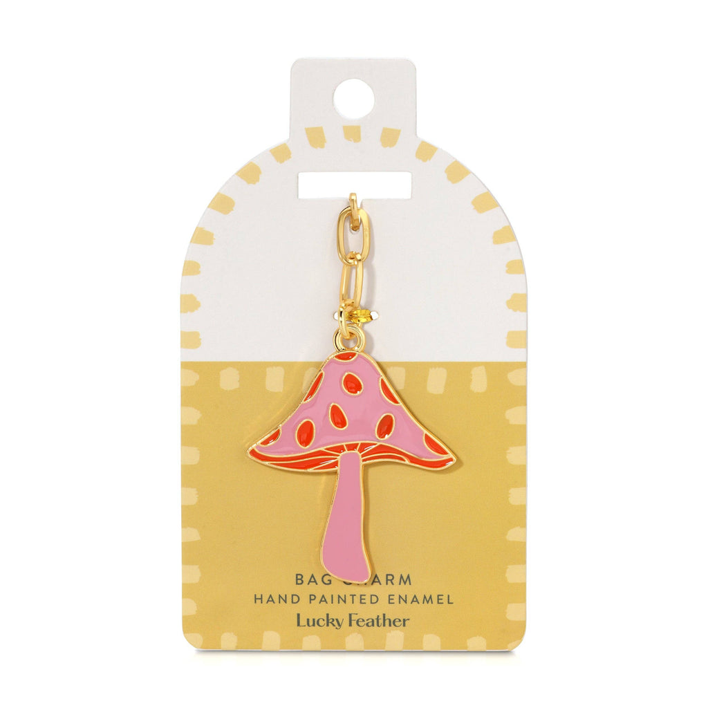 Enamel Bag Charm / keychain - Mushroom