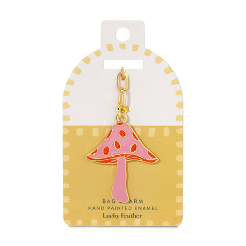 Enamel Bag Charm / keychain - Mushroom