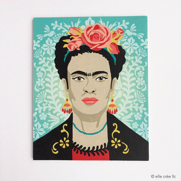 Turquoise Frida with Flowers Paint-by-Number Kit