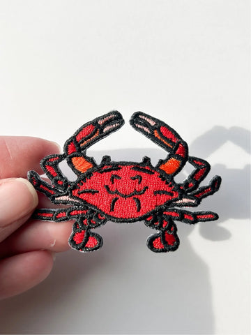 Red Crab Embroidered Iron on Patch Beach Nature Surf Patch