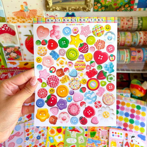 Busy Bug's Buttons Sticker Sheet