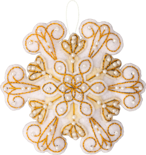 Bucilla Pearl Snowflakes Felt Ornaments set of 6