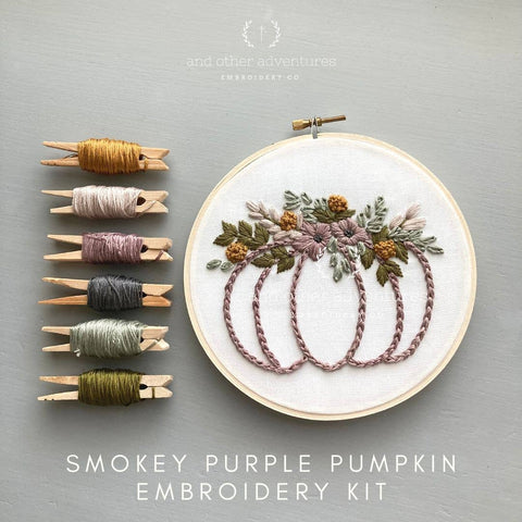 Beginner Hand Embroidery Kit - Smokey Purple Pumpkin