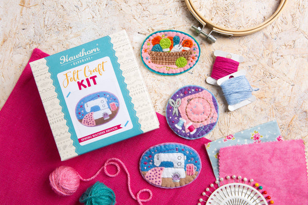 Knitting Basket Felt Craft Brooch Kit | Complete Craft Kit