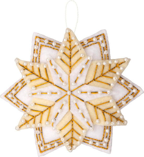 Bucilla Pearl Snowflakes Felt Ornaments set of 6