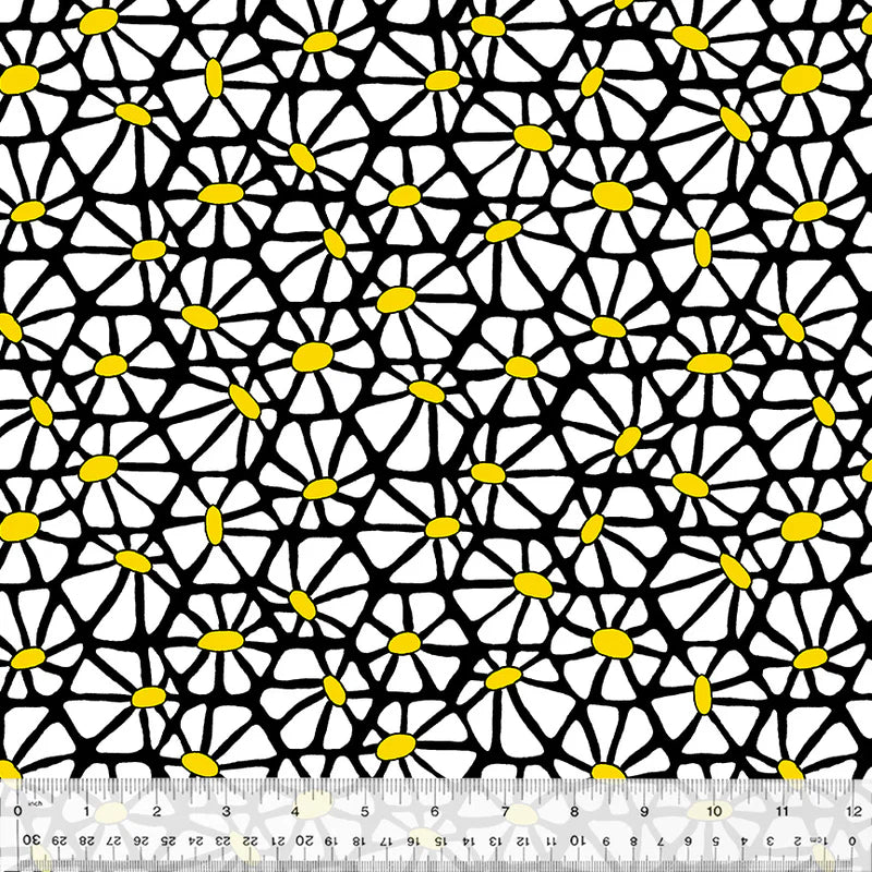 Black & White Daisy Canvas --- Summer Lovin' Shayla Wolf -- Windham Fabrics