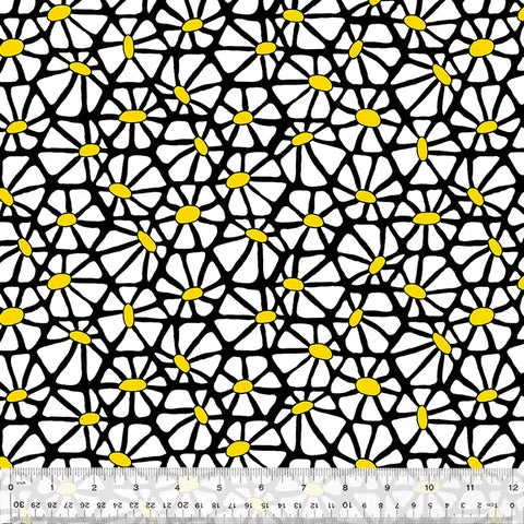 Black & White Daisy Canvas --- Summer Lovin' Shayla Wolf -- Windham Fabrics